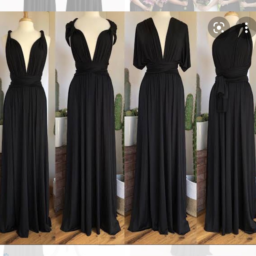 AVA Infinity Dress or Convertible Dress, Black, maxi length, spandex, Size 10 - Picture 3 of 15